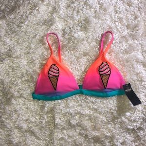 Hollister Ice Cream Cone Triangle Bikini Top Pink